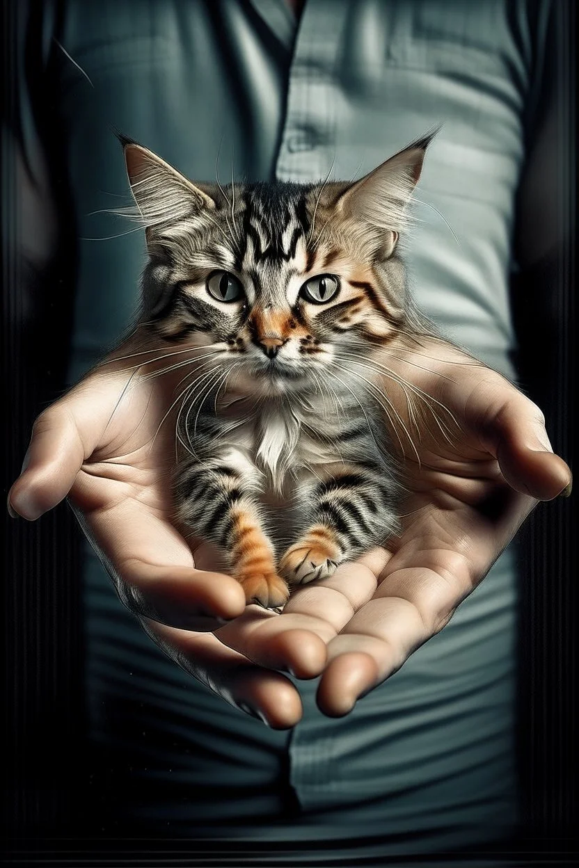 FISH IN HANDS CAT . high-resolution printing large format prints.transparent