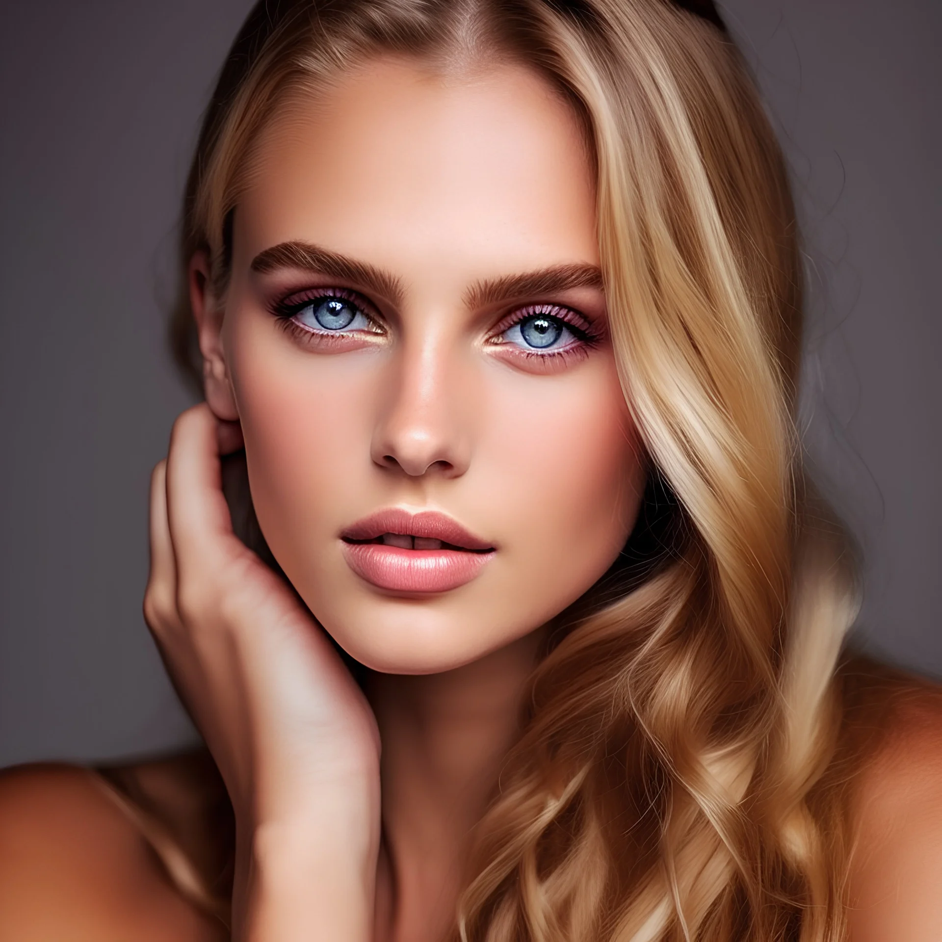 beauty fashion, portrait young blond ,woman model with natural makeup perfect skin