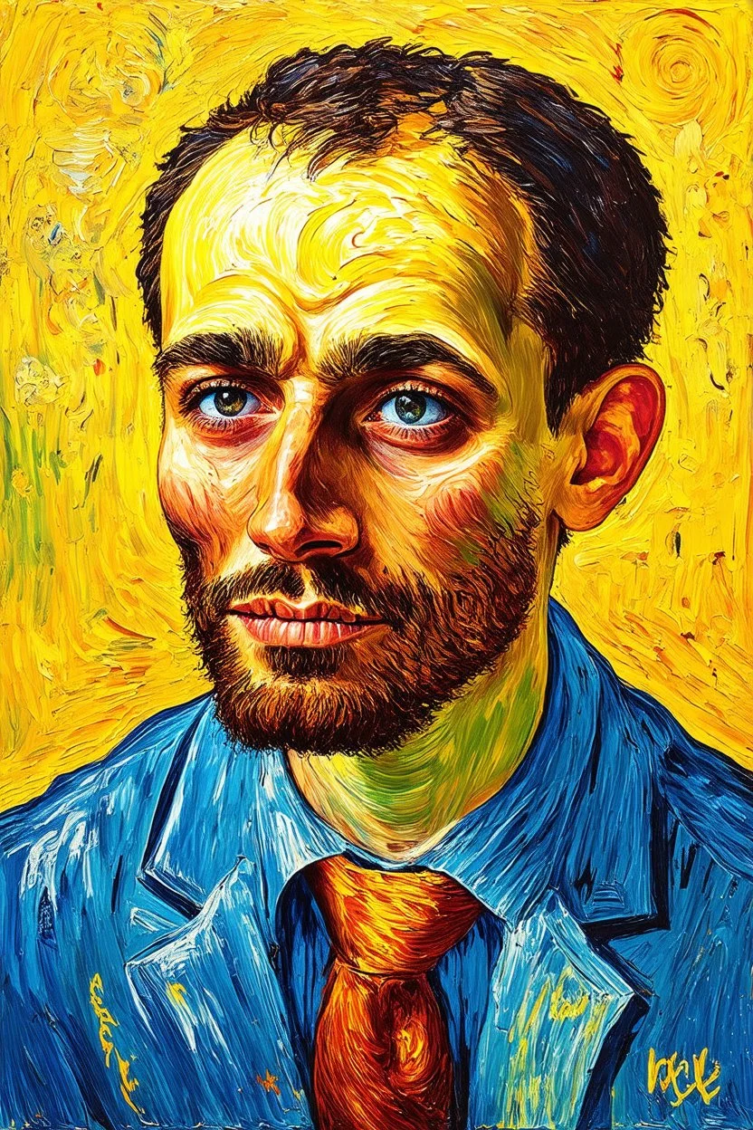 being half in love with death means that he is only half in love with life; in the style of Van Gogh