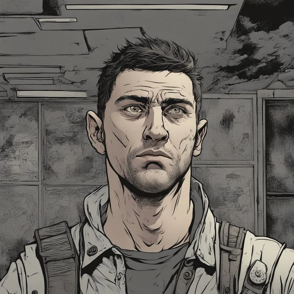 man, portrait,comic book, face, post-apocalypse