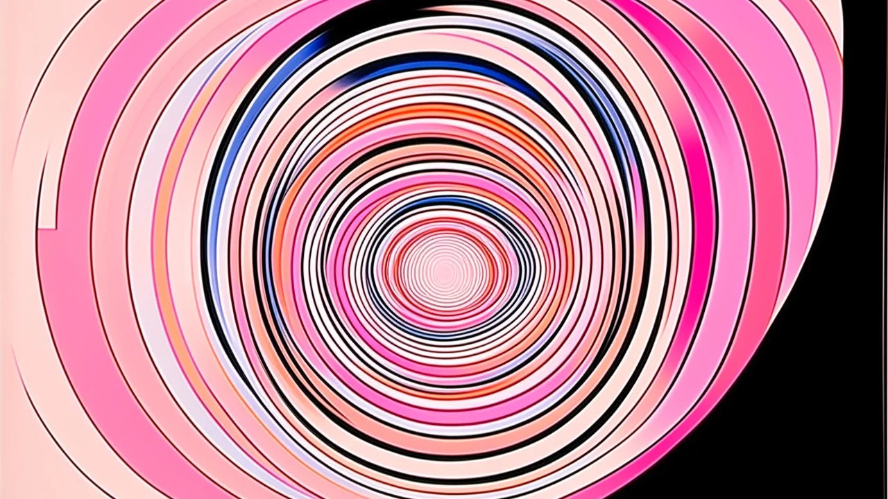 Cosmic Orbits; surrealism, optical art; Ilya Bolotowsky; salmon to pastel pink to white grdient