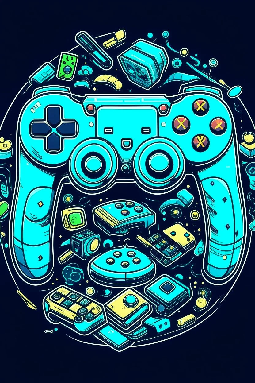 A ilustration gampad. , t-shirt design, no background, vector,format png, 4k