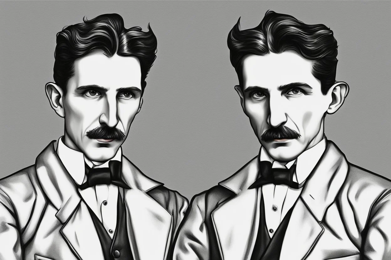 Nikola Tesla lifelike in the style of 3-d