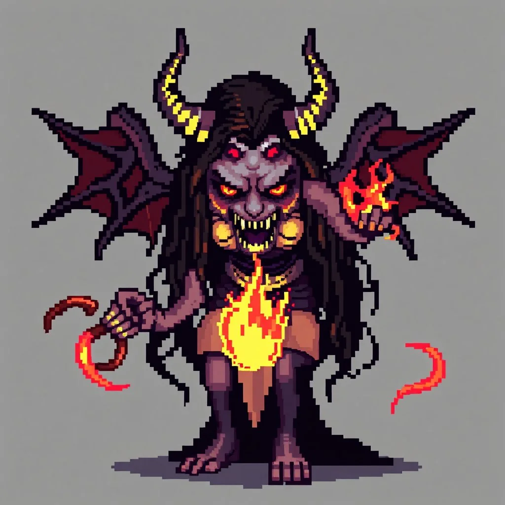 16 bit pixelart of demonic woman