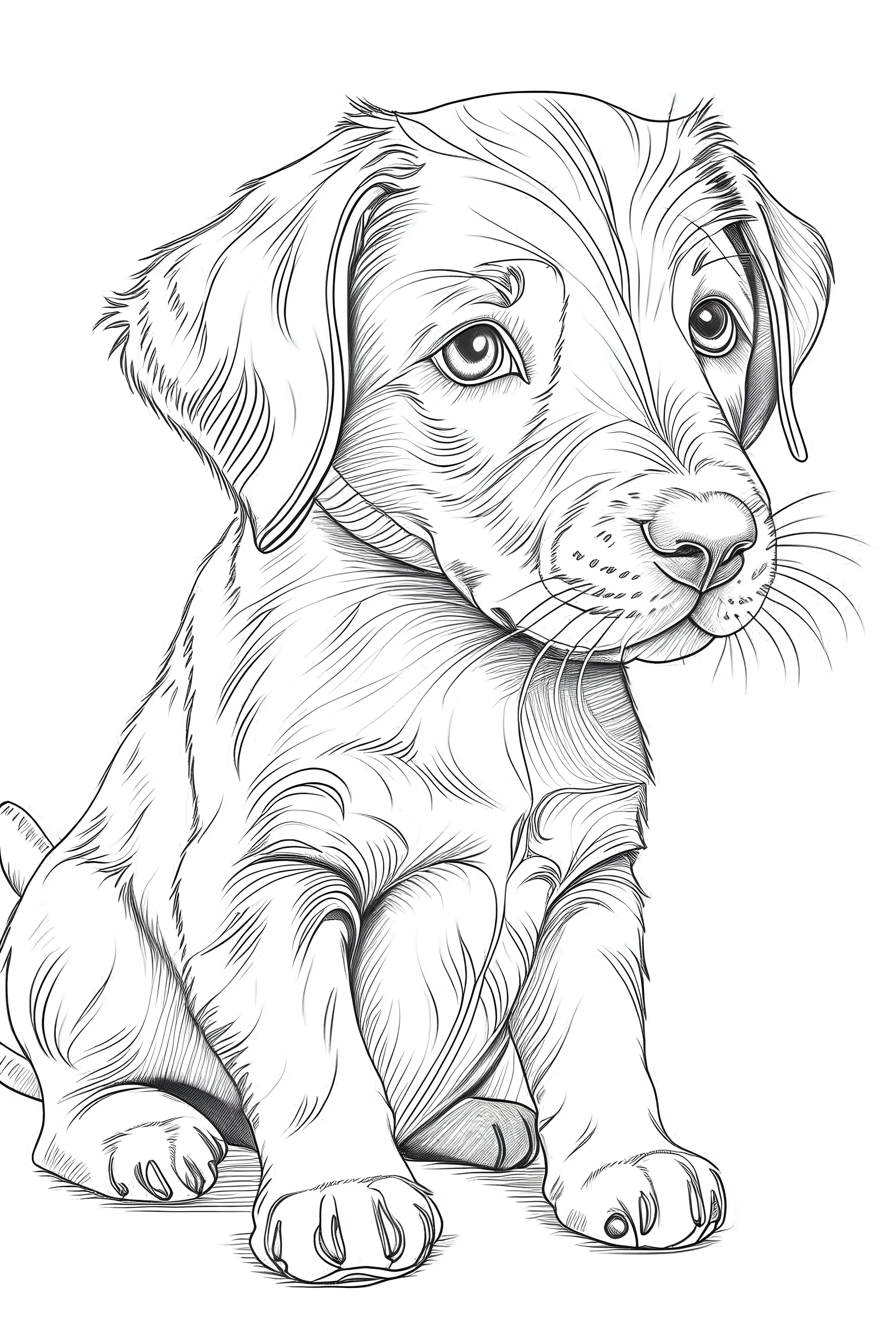 line drawing of a puppy