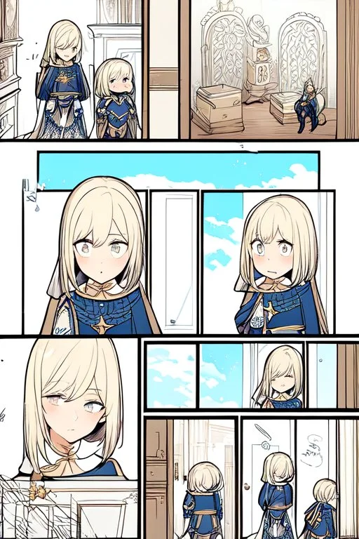 Story comic Illustrated Stories One day, Queen Batoul wassitting with her team called the “Tea Council”. Her team consisted of: - Rauf, her daughter and the hero of the tribe - Professional royal writer - Live Barbie game - Comedian Jim Carrey -Former US President Donald Trump In a large room with wide windows letting in natural light, light colors, plants, modern furniture, and a modern interior design. They were thinking of a new interior design for the palace. Meanwhile, they drank