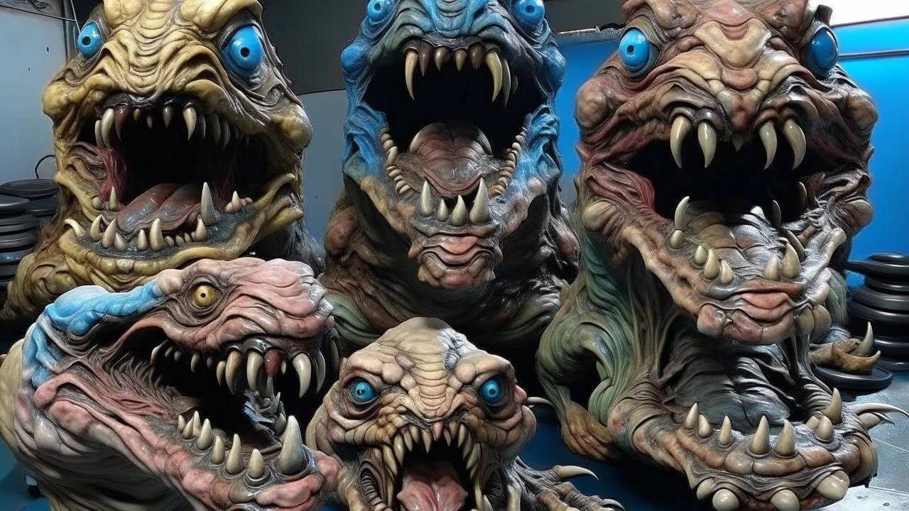 hyperreal mutant four mouths six hands giant cosmic monster