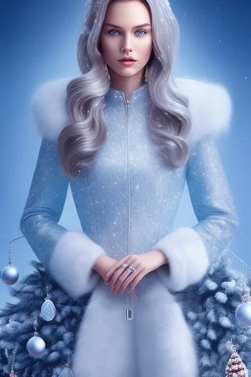 Wintertime Wonderland a Beautiful woman Hyperrealistic Digital Graphic in the Style of Jennifer Healy, Eric Zen