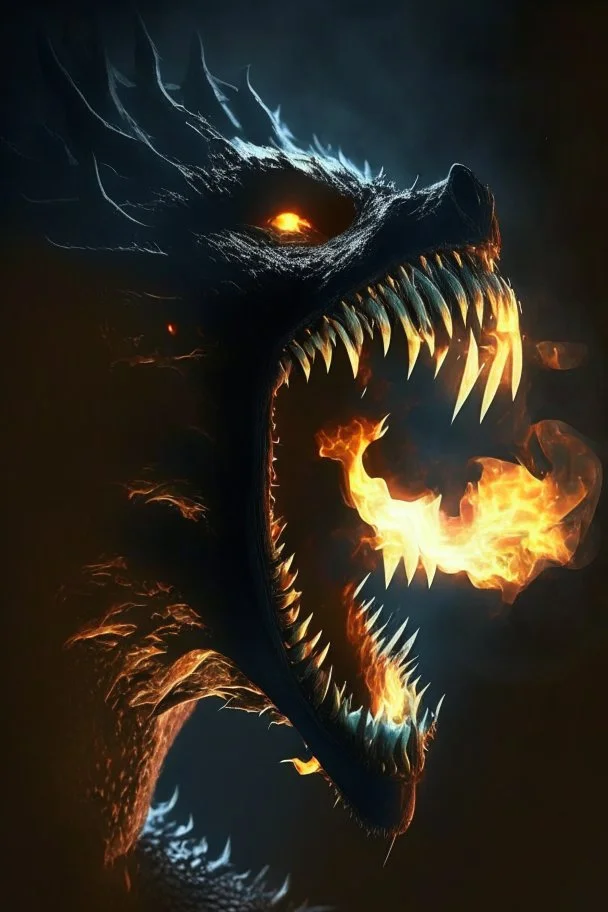 Black monster made by shadow and bone fire out from his mouth animation video