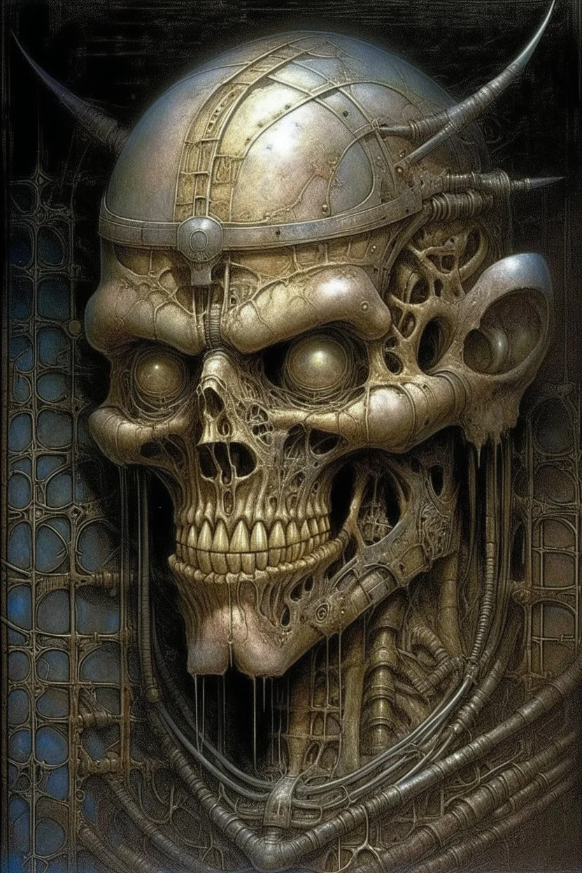 The man with iron mask . Scary face , decayed and rotting with grotesque proportions and imagery. abstract grotesqueries, detailed texture, surreal horror, biomechanical design, by hr giger and beksinski