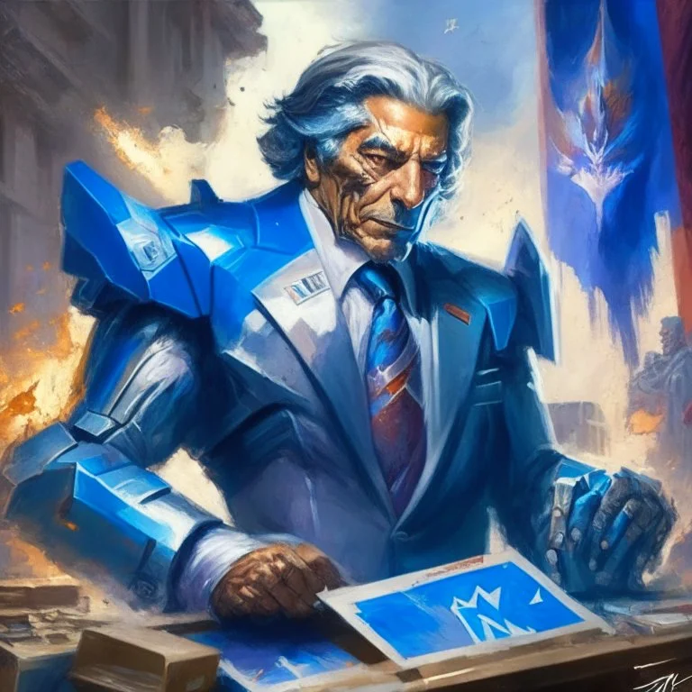 Transformer president of uruguay painting in magic the gathering style