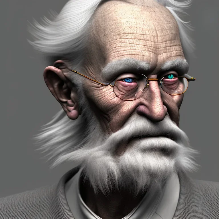 foto of an old man, realistisch, viele details, 3d render