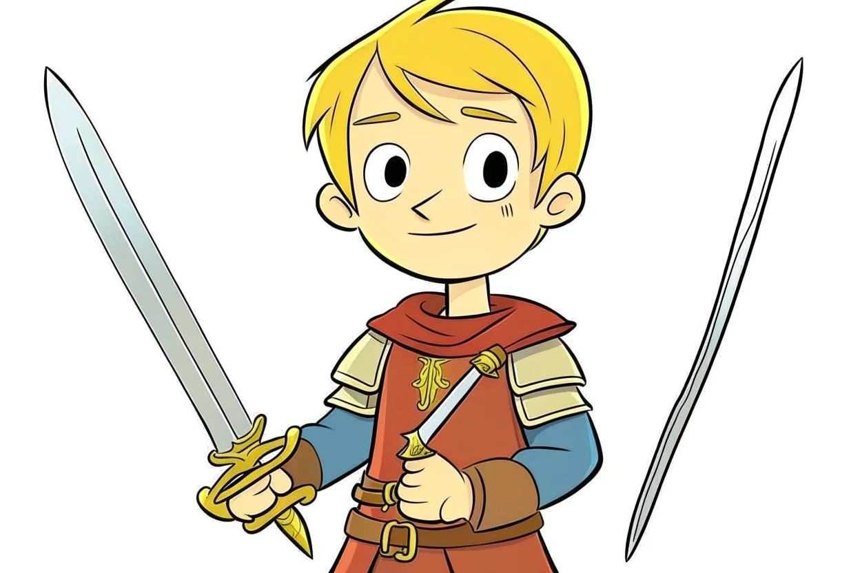 cartoon Arthur holding the sword