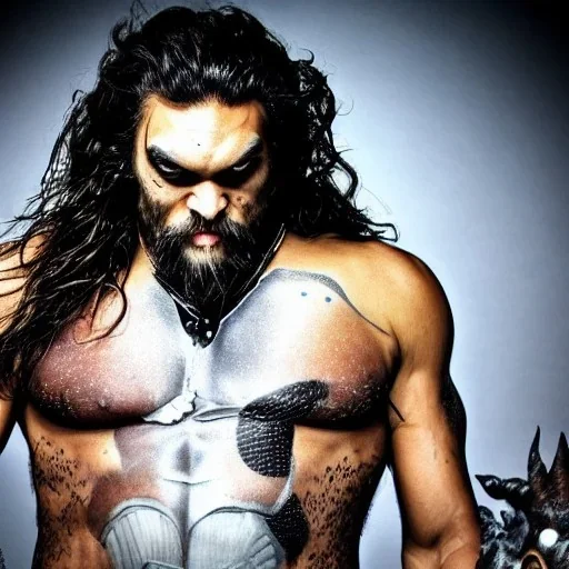 Jason Momoa as lobo from dc comics, dramatic light, high detail, cinematic, cut cookie shape