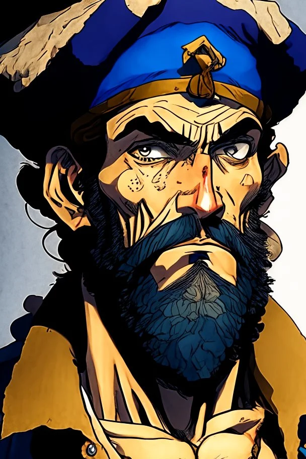 A comic portrait of Magellan, from One Piece
