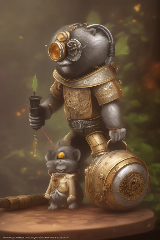 small cute steampunk mechanical monkey