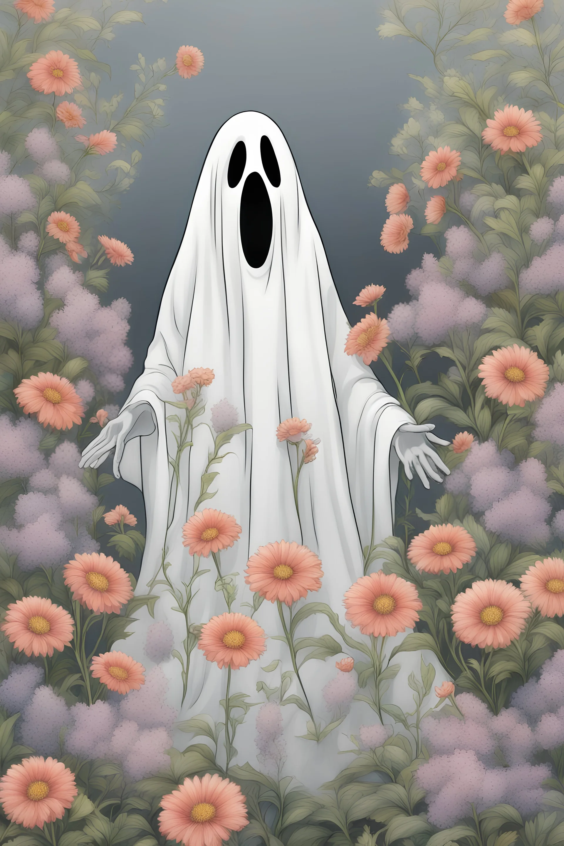 Ghost in Flowers, realistic