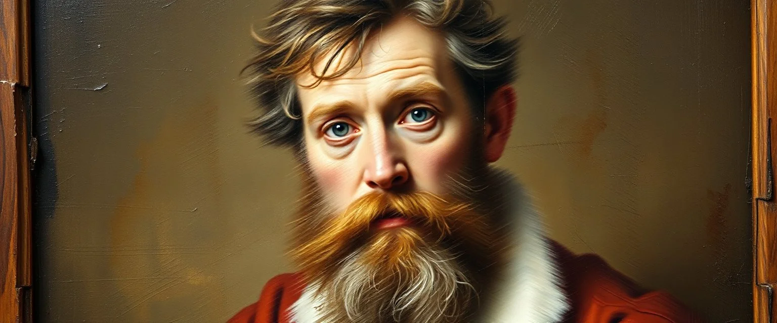 master oil painting by Rembrandt, motion blur sickness background, super clear foreground portrait, smeared paint background, twisted frame