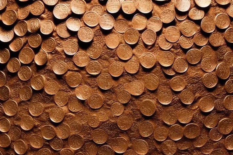 Single Human face made out of pennies by borglum