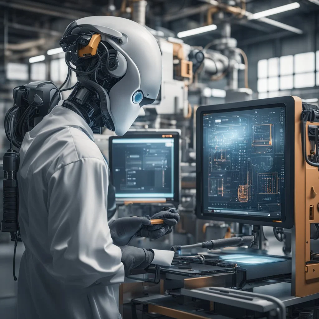 an industrial equipment powered by AI that is talking to the operator
