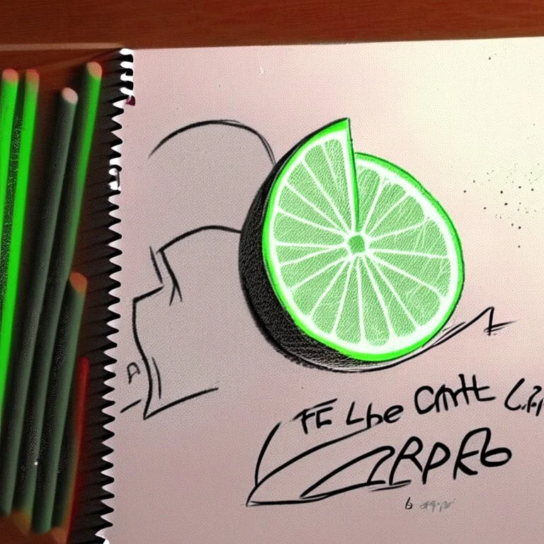 Drawing with chalk markers of a lime cocktail.