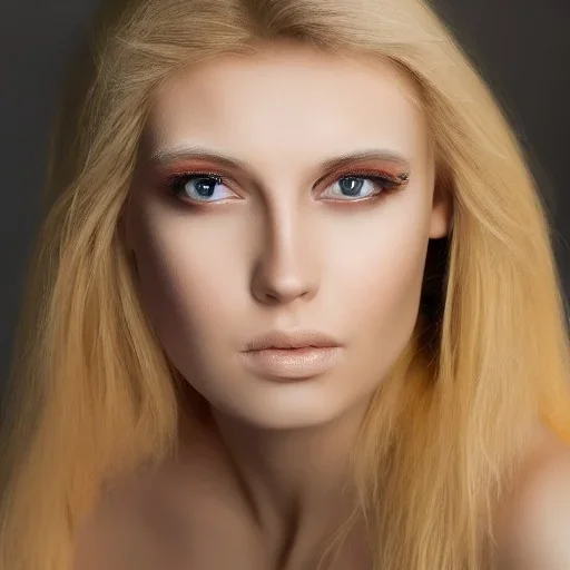 portrait of a beautiful Russian blonde woman with black eyes