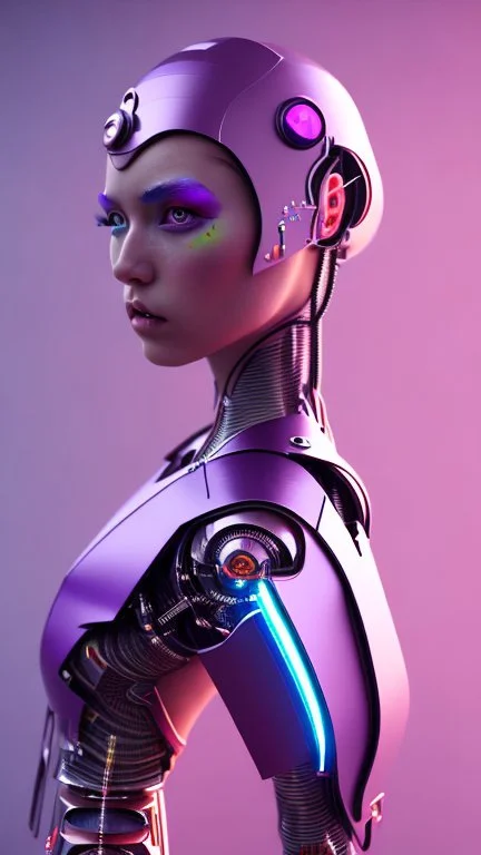 Cyborg Girl, nion, purple , 3D, 4K,8K