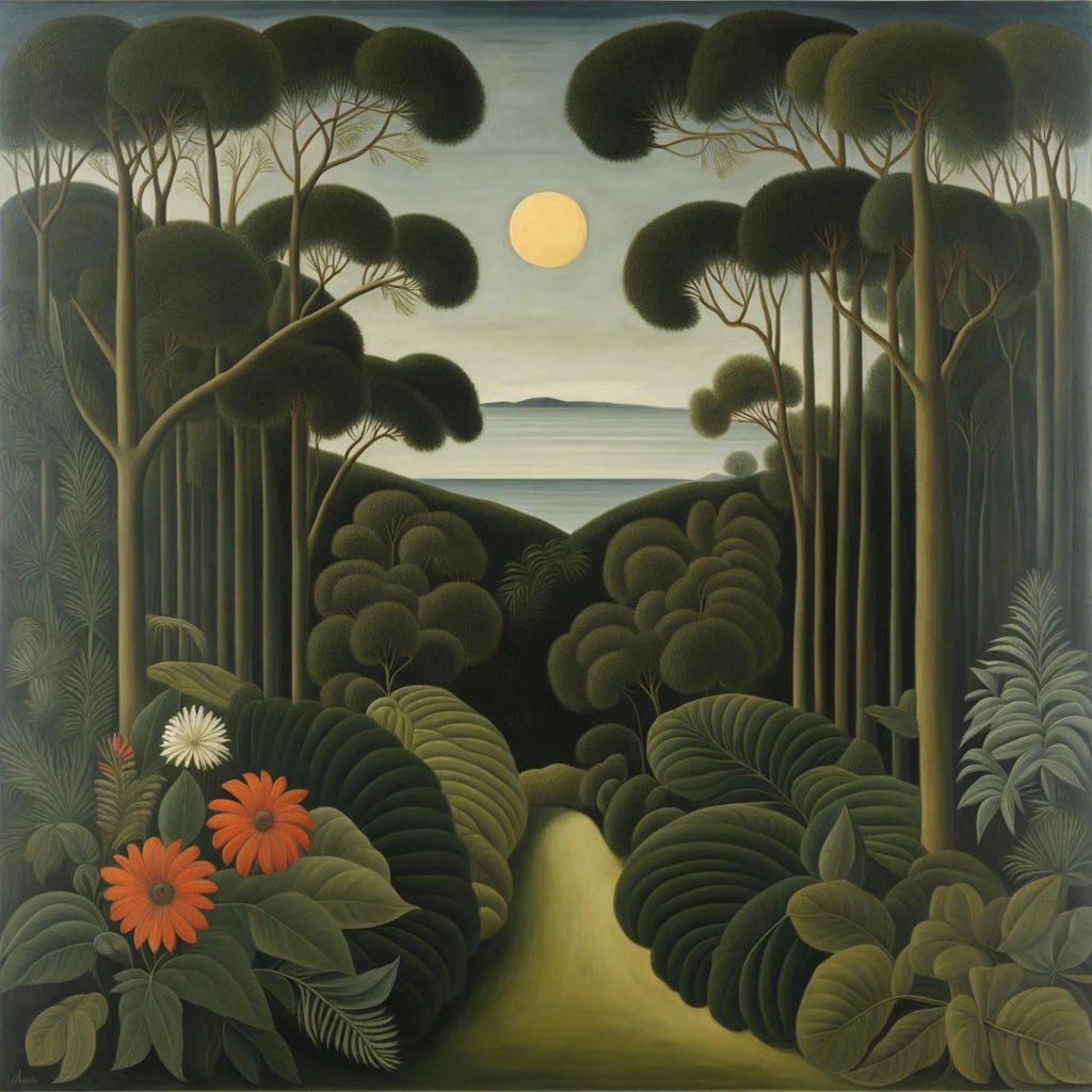 Sublime nature, Henri Rousseau, hyperrealistic, hypnotic, obsessive, real world
