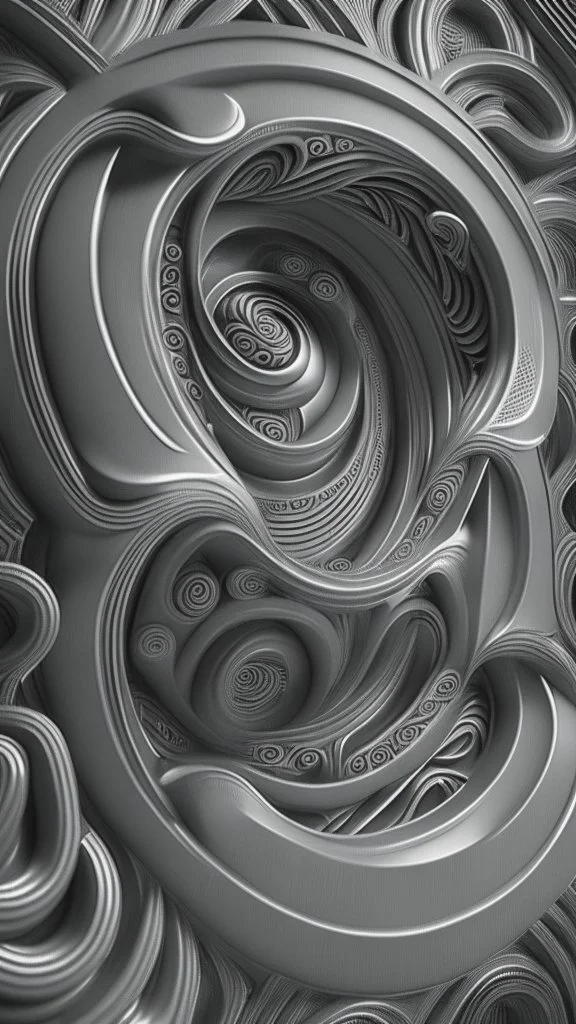 optical illusion 3D, monochrome, bas-relief 3D effect, photorealistic , in the style of H.R.Giger, geometric, spirals, symmetric, high contrast, side light , modern, stylish, futuristic, surreal, intricated details, high resolution, octane render , unreal engine 5