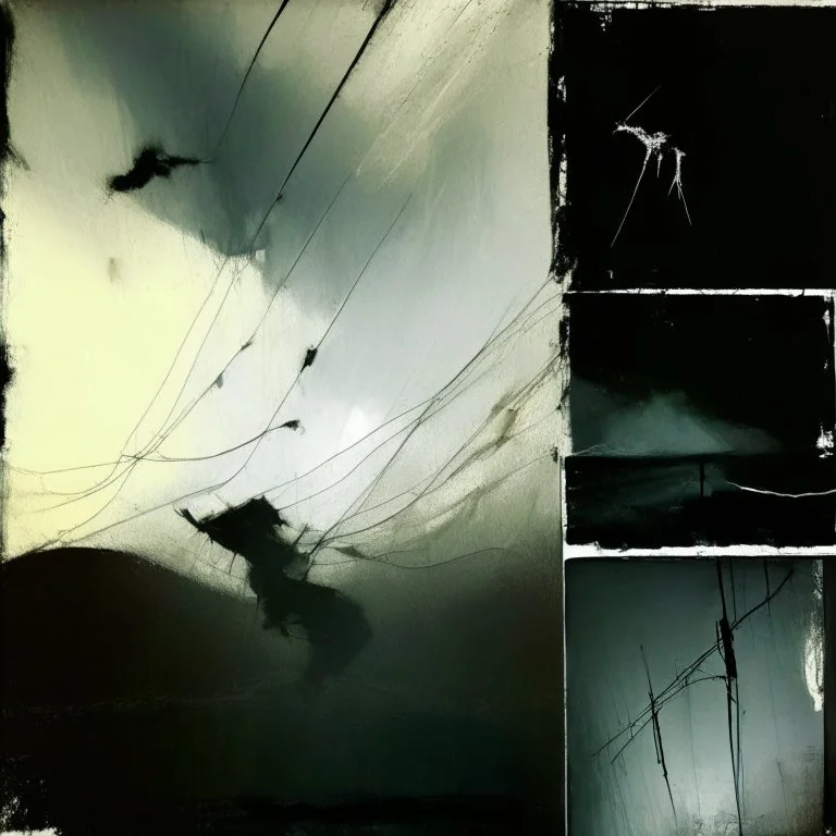 Minimal abstract oil paintings falling person limbs sinew and concrete fragments and hanging wires illuminated at night style of Justin Mortimer and Phil Hale and Ashley Wood