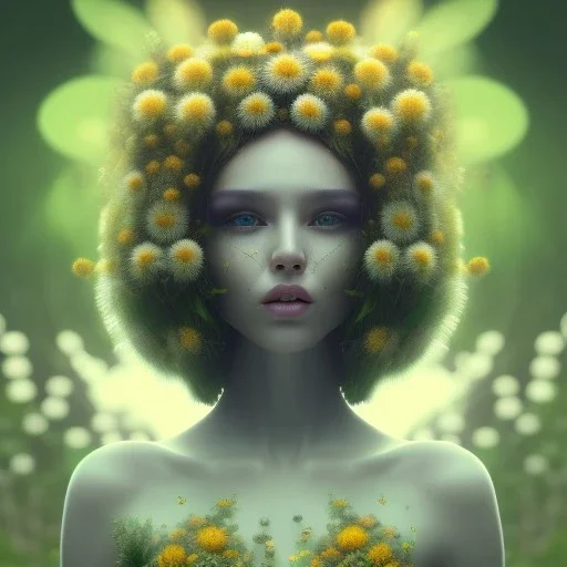 Portrait of beautiful daisy girl, face dept of field,face shinning, plant, metal,lens blur,Unsharp masking,Açıklamalı resimler, feathers,central weight average,Laplacian filt CWA Dryad,Median filter fae, sidhe, ominous, nature, plants, wildflower sparkle,facepaint, dnd character portrait, intricate, oil on canvas, masterpiece, expert, insanely detailed, 4k resolution, retroanime style, cute big circular reflective eyes, cinematic smooth, intricate detail , soft smooth lighting, soft pastel co