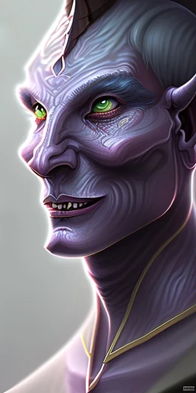 portrait of the body of a tiefling in d&d style