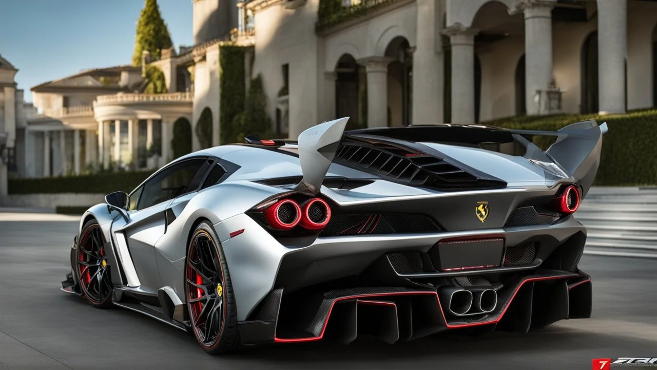 Ferrari F8 MANSORY Fused with Lamborghini Veneno, Super Detailed, desktop wallpaper, 4K, rear view