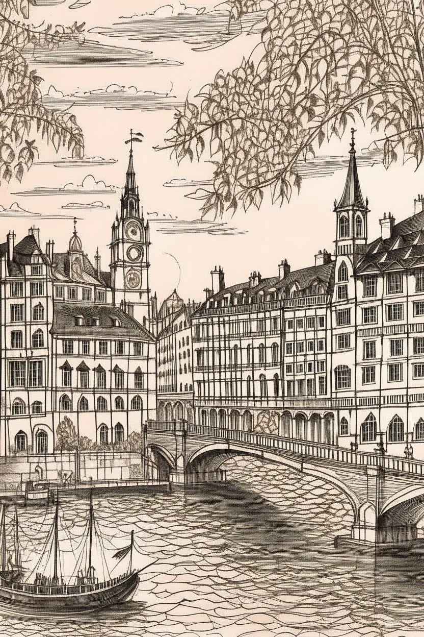 Magical drawings of basel, switzerland