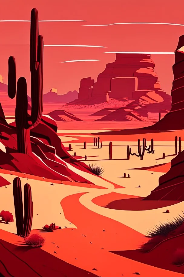 a simple red blooded desert valley cel shading