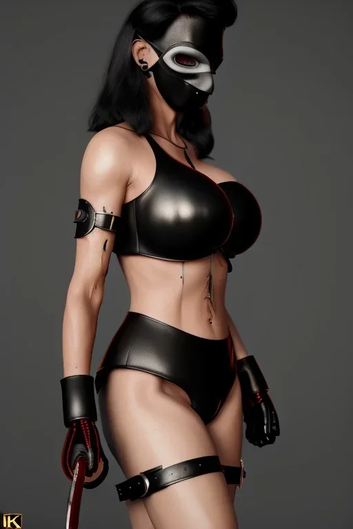 executioner in black leather, mature woman, lisa ann, skintight eye mask, busty, cleavage, evil, angry, bdsm, 8k,dark,