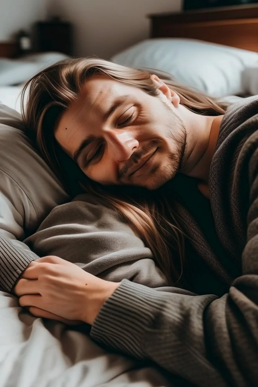 hugging someone while laying down in bed