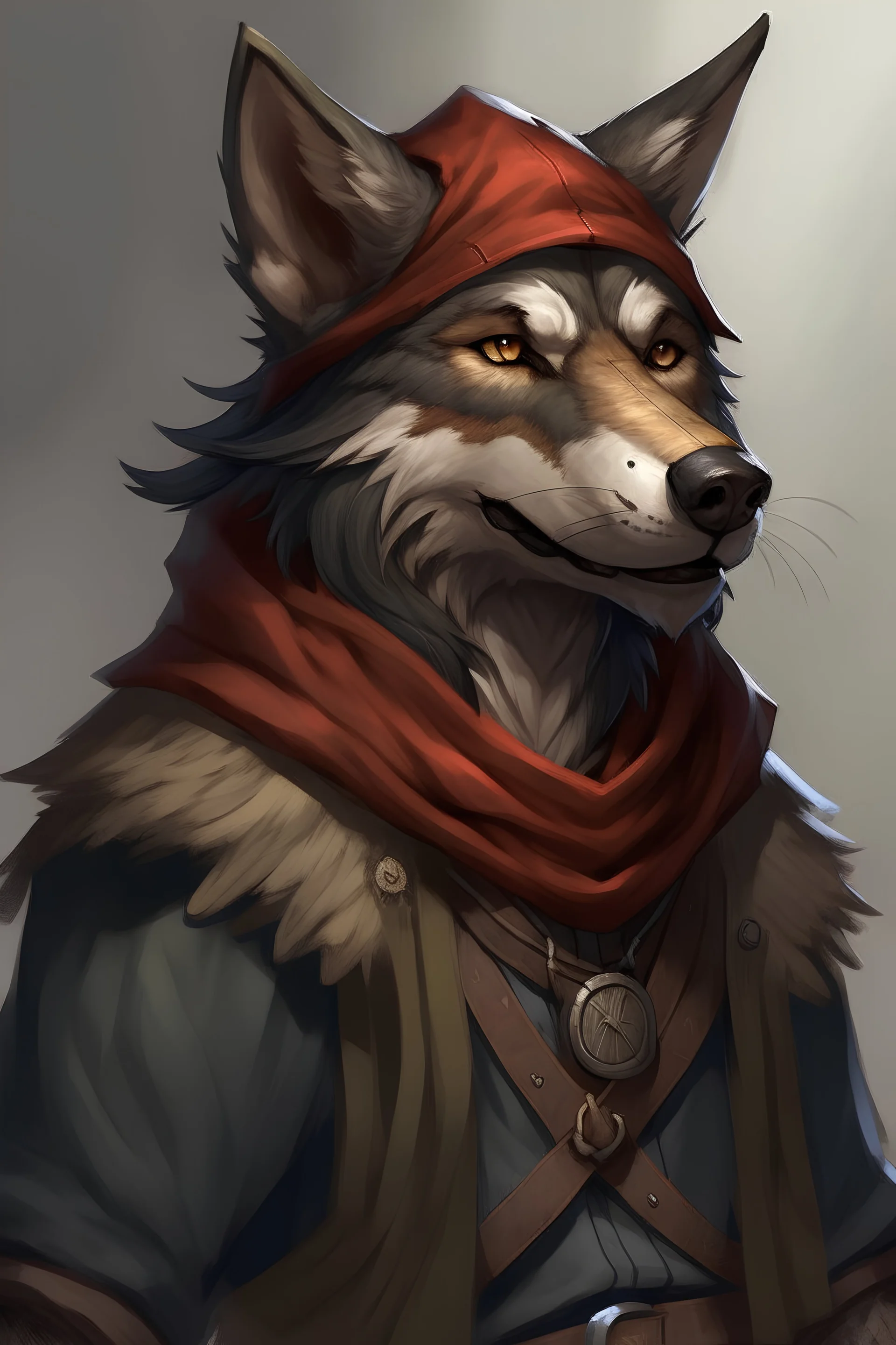 dnd, portrait of wolf-human hunter