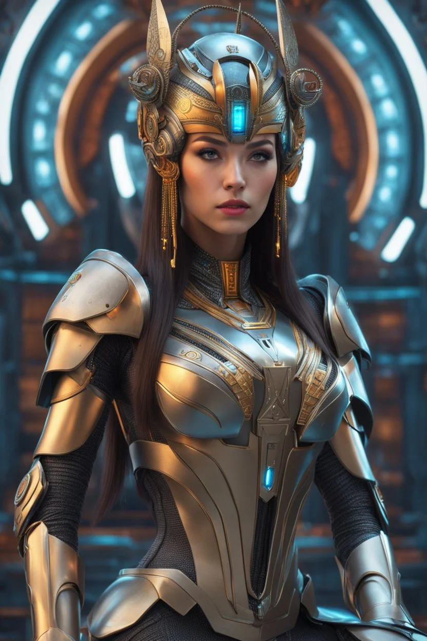 cyber robot woman ((masterpiece)), (beauty:1.3), iconic asp headpiece, UHD, 64K, hyperrealistic, vivid colors, , 8K resolution, throne room background with hieroglyphics, HDR depth, ultra detail, commanding regal aura, real photo