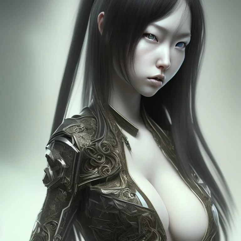 hitomi tanaka, long black hair, perception of mortality, loose morals, angry at society, disappointed by life, Unreal Engine 5, highly detailed, highest quality, digital painting, complex 3d render, unreal engine render, insane detail, intricate photograph quality, magnificent, majestic, highly intricate, Realistic photography, grand hall, wicked throne, holding scepter, crown of barbwire, dark color palette, metallic, highly detailed, highest quality, digital painting