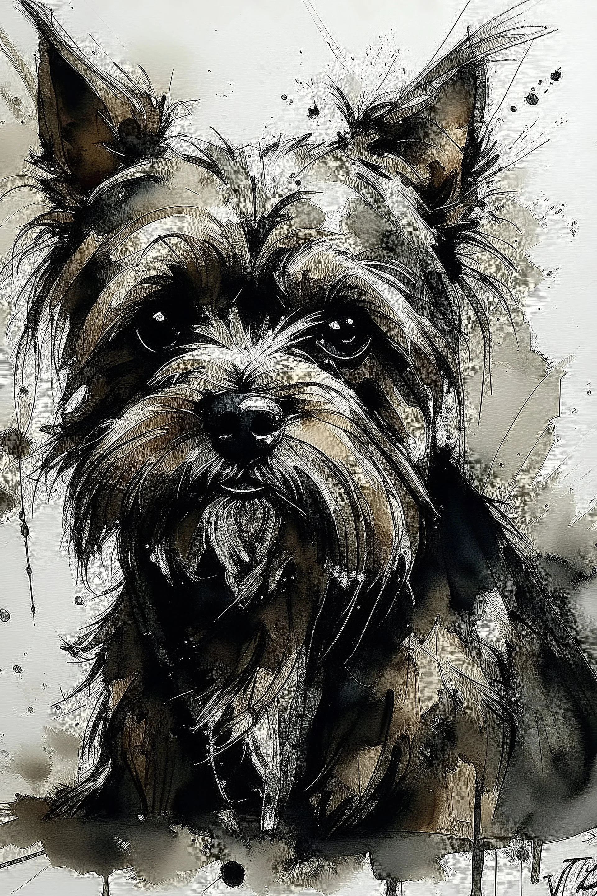 Yorkshire terrier in the style of Willem Haenraets, Yoji Shinkawa, Guy Denning, Florian Nicolle