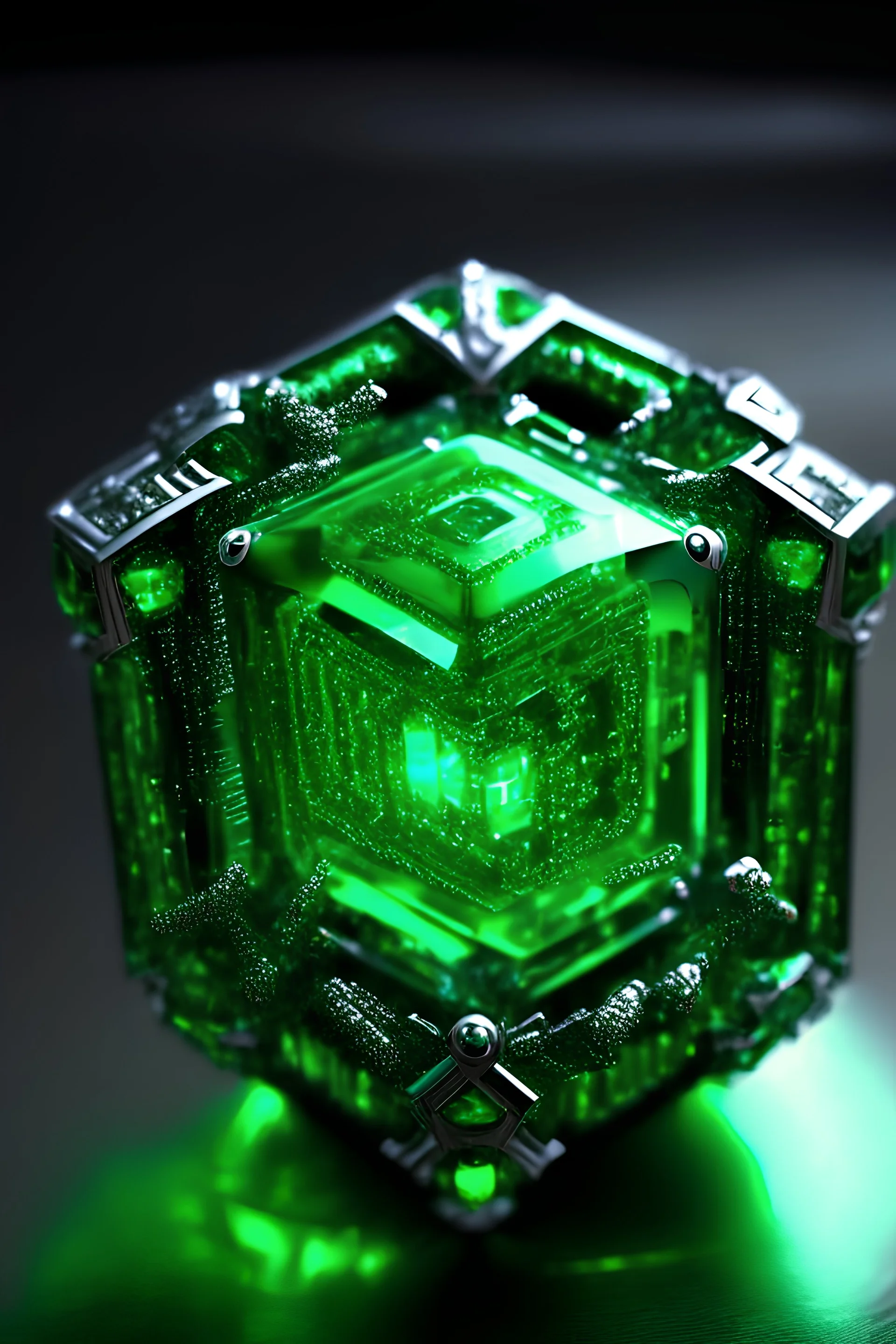 give me a small quantum nano future machine ring with emerald