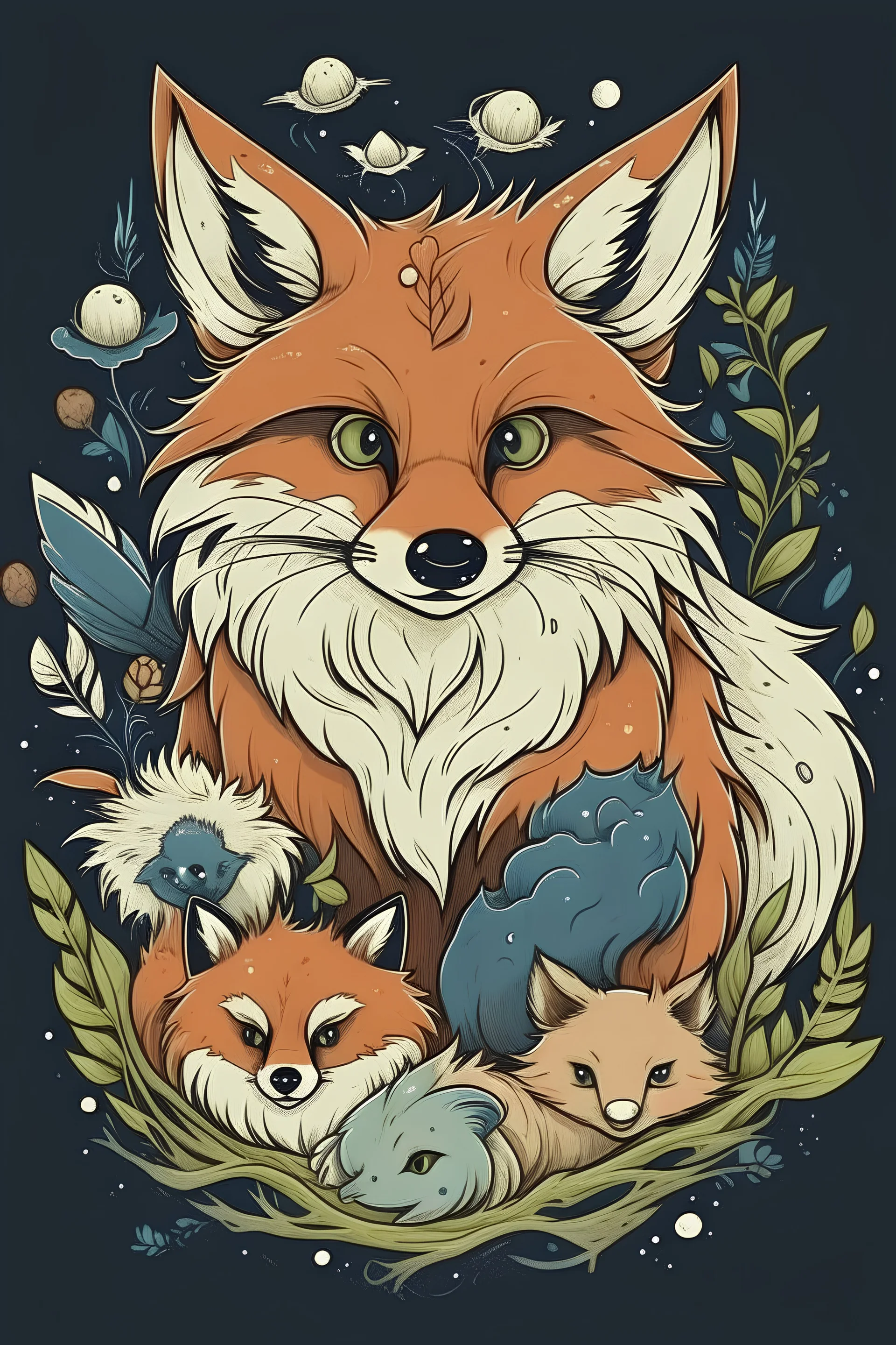 an anime animal T-shirt design