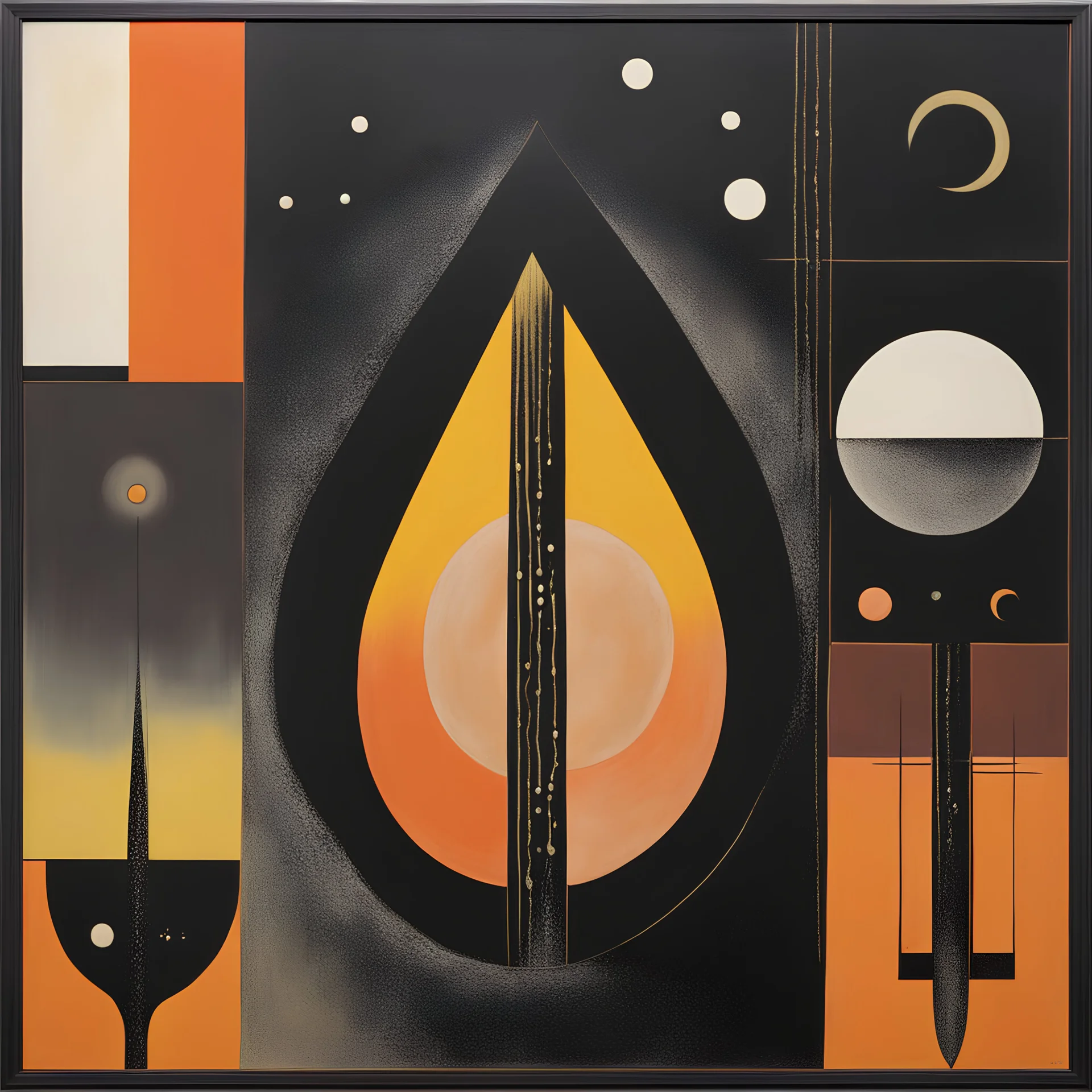 Braille art, abstract surrealism, by Graham Sutherland and Colin McCahon, silkscreened mind-bending illustration; album cover art, asymmetric, Braille language glyphs, warm colors, acid dark shine burn, by Kay Sage, color splash, geometric shapes guided by N(t)=N0​⋅e−kt