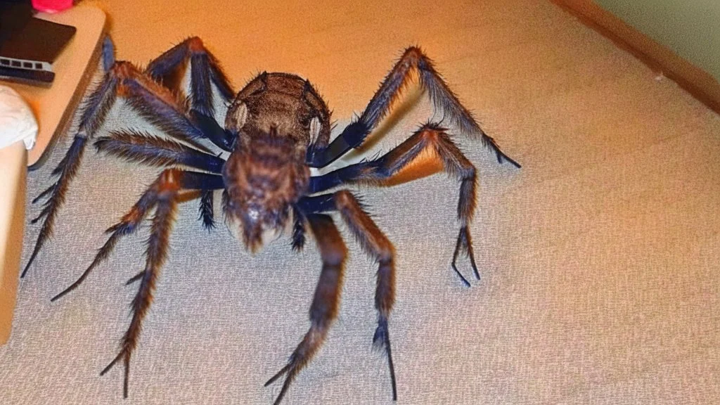 2 adults running in hotel room because of escaped tarantula