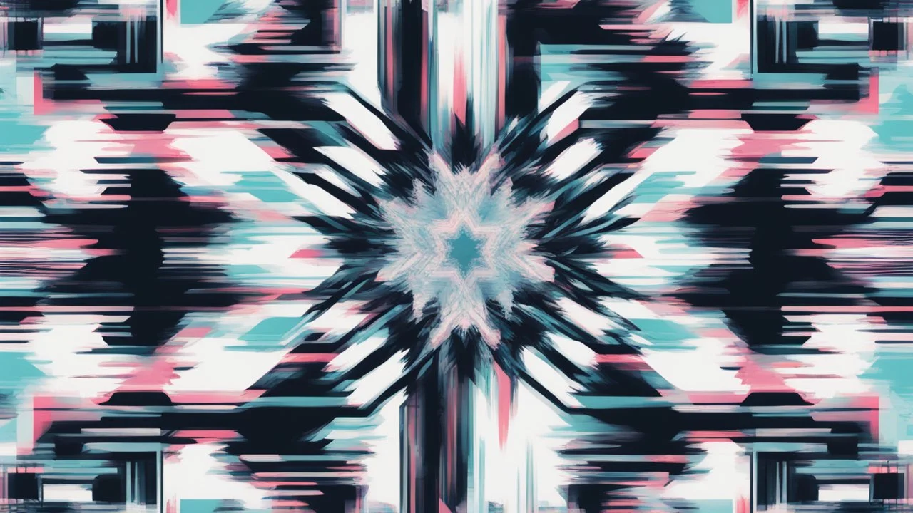 digital glitch pattern snowflake geometric abstraction