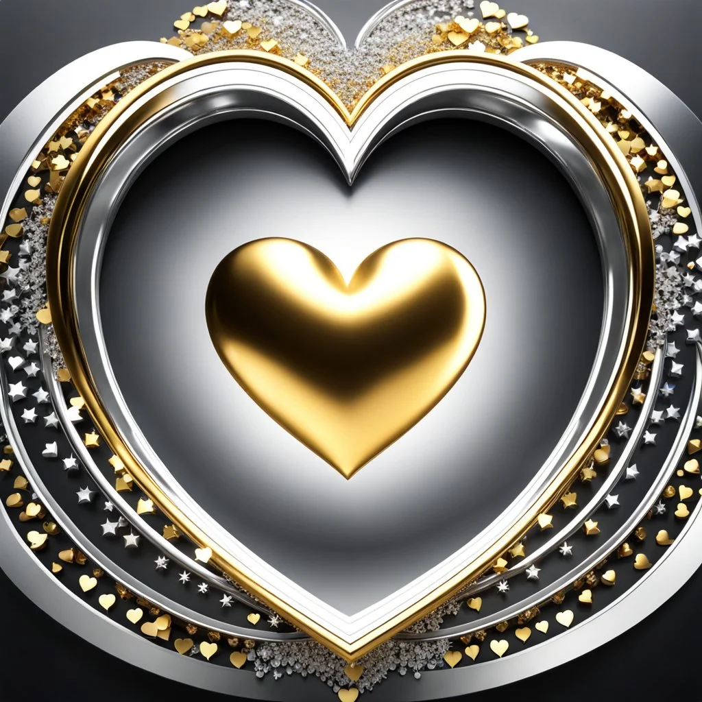 a clony of golden and silver heart sighn rotating