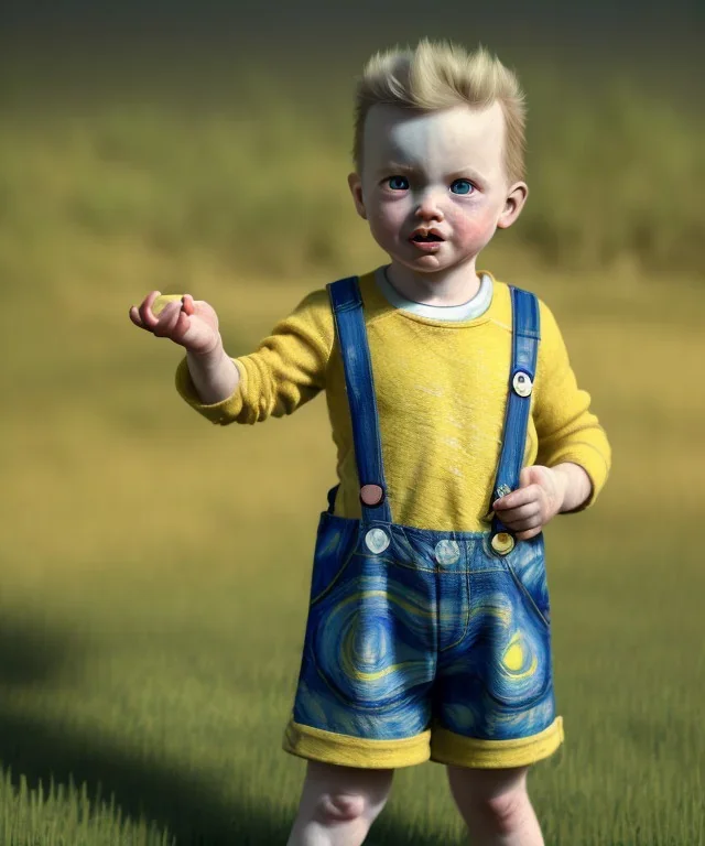 Van gogh toddler, full body, dramatic lighting, hyper realistic