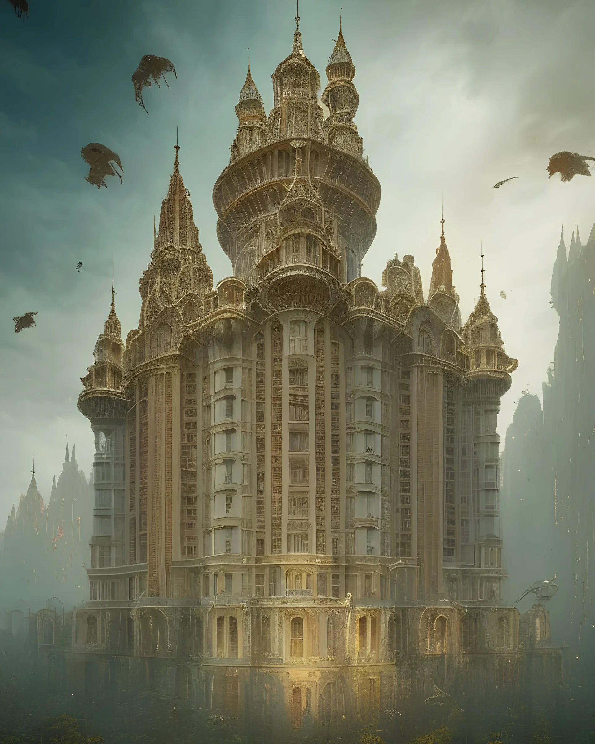 abandoned grand building near ocean, windows missing, 8k resolution, high-quality, fine-detail, intricate, baroque, detailed matte, digital art, volumetric lighting, illustration, 3D octane render, brian froud, howard lyon, selina french, anna dittmann, annie stokes, lisa parker, greg rutowski