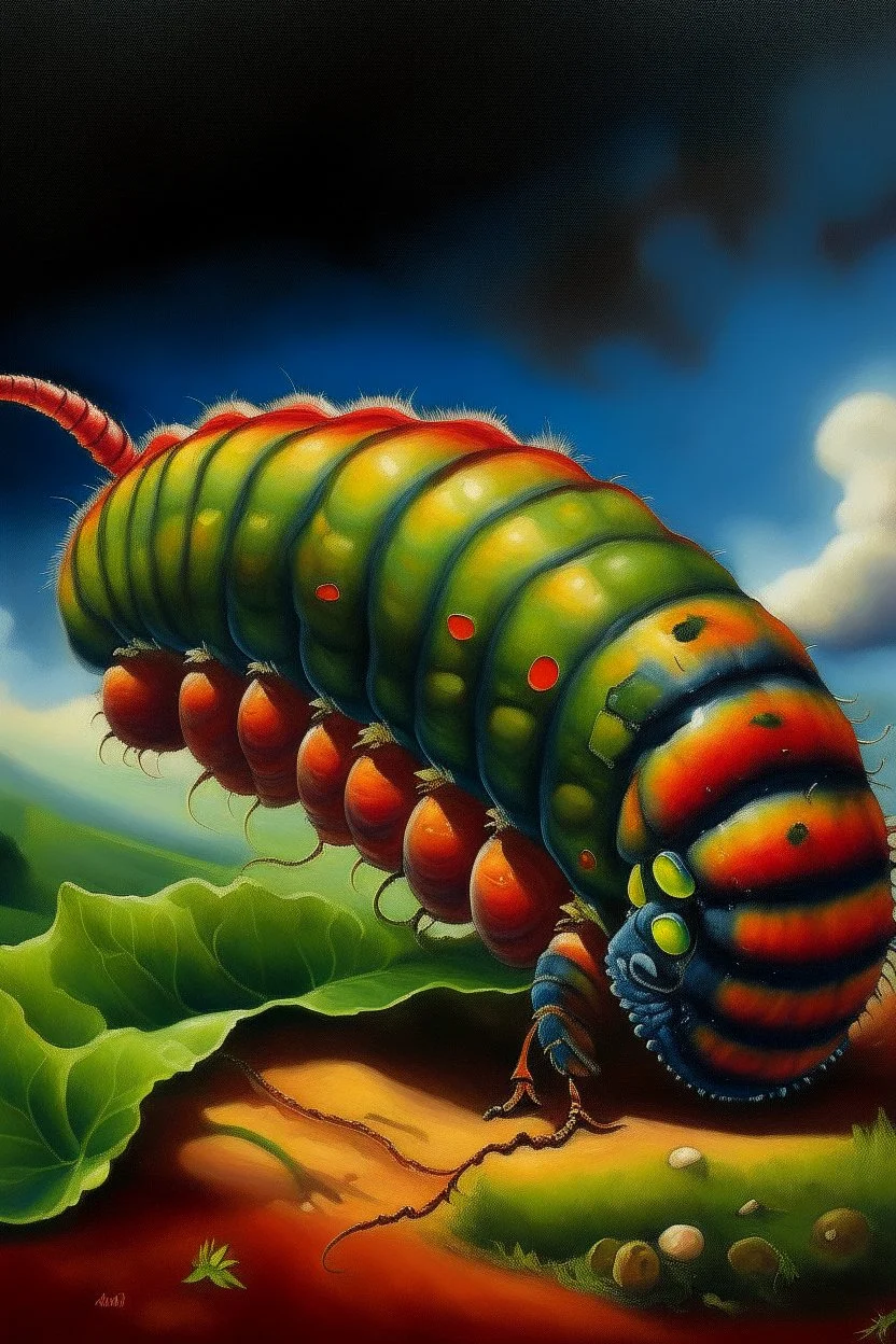 horse caterpillar, prize winning oil painting,book cover illustration